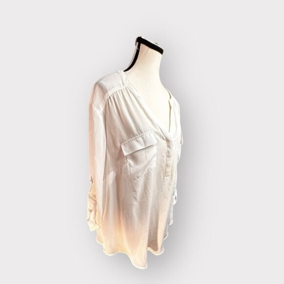 Women’s Torrid 1 Harper White Georgette Pullover 3/4 Sleeve Blouse 1X 1XL - Picture 11 of 12